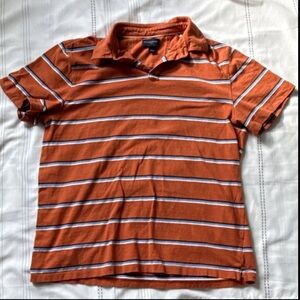 Banana Republic Mens Burnt Orange Striped Short Sleeve Polo Shirt Large